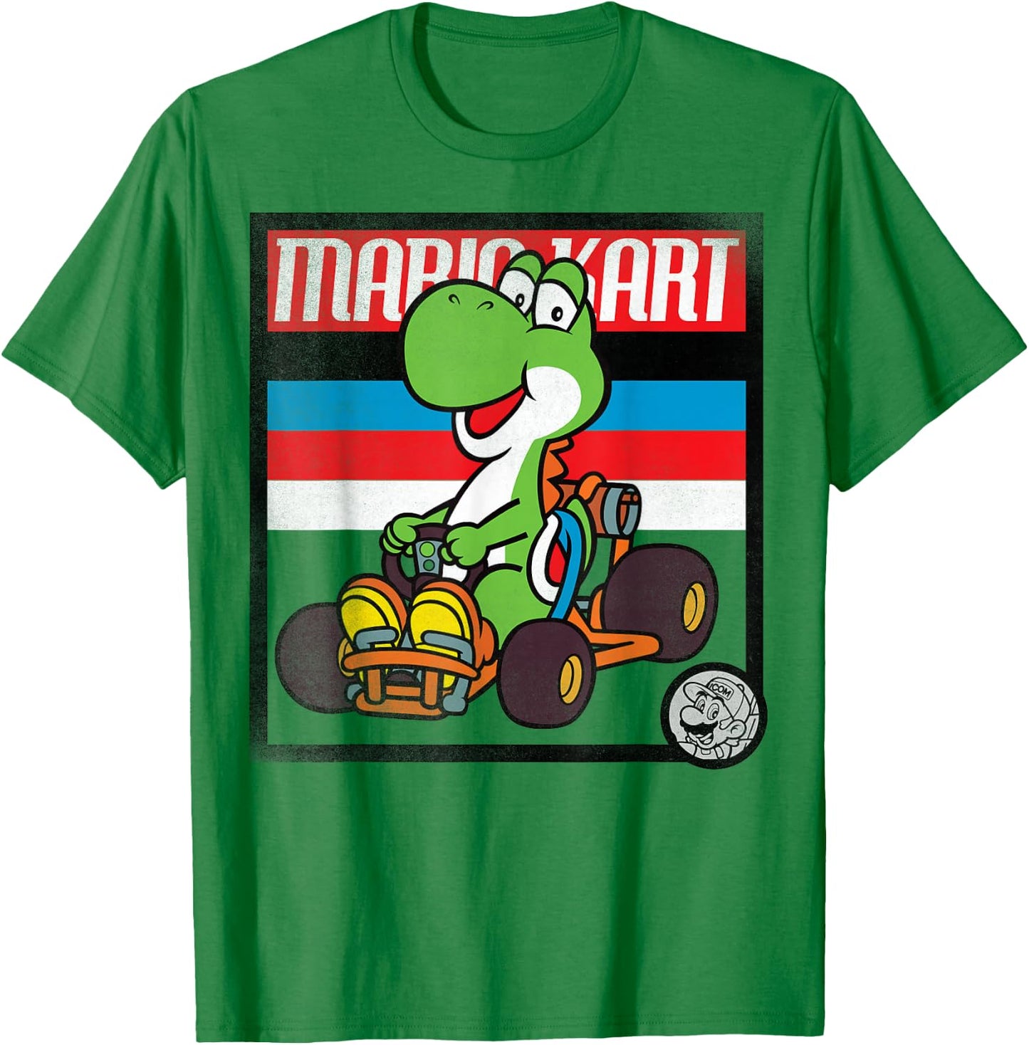 Nintendo Mario Kart Yoshi Old School Graphic T-Shirt - T-Shirt | Irish Green