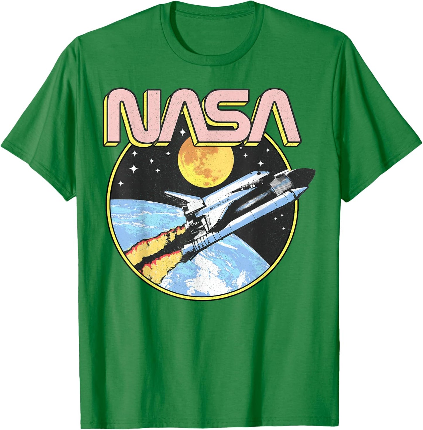NASA Retro Shuttle Over the Earth T-Shirt - T-Shirt | Irish Green