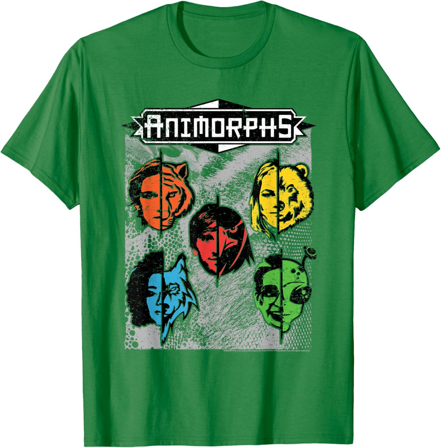 Animorphs Split Face Character Colorful Grid Book Series T-Shirt - T-Shirt | Irish Green