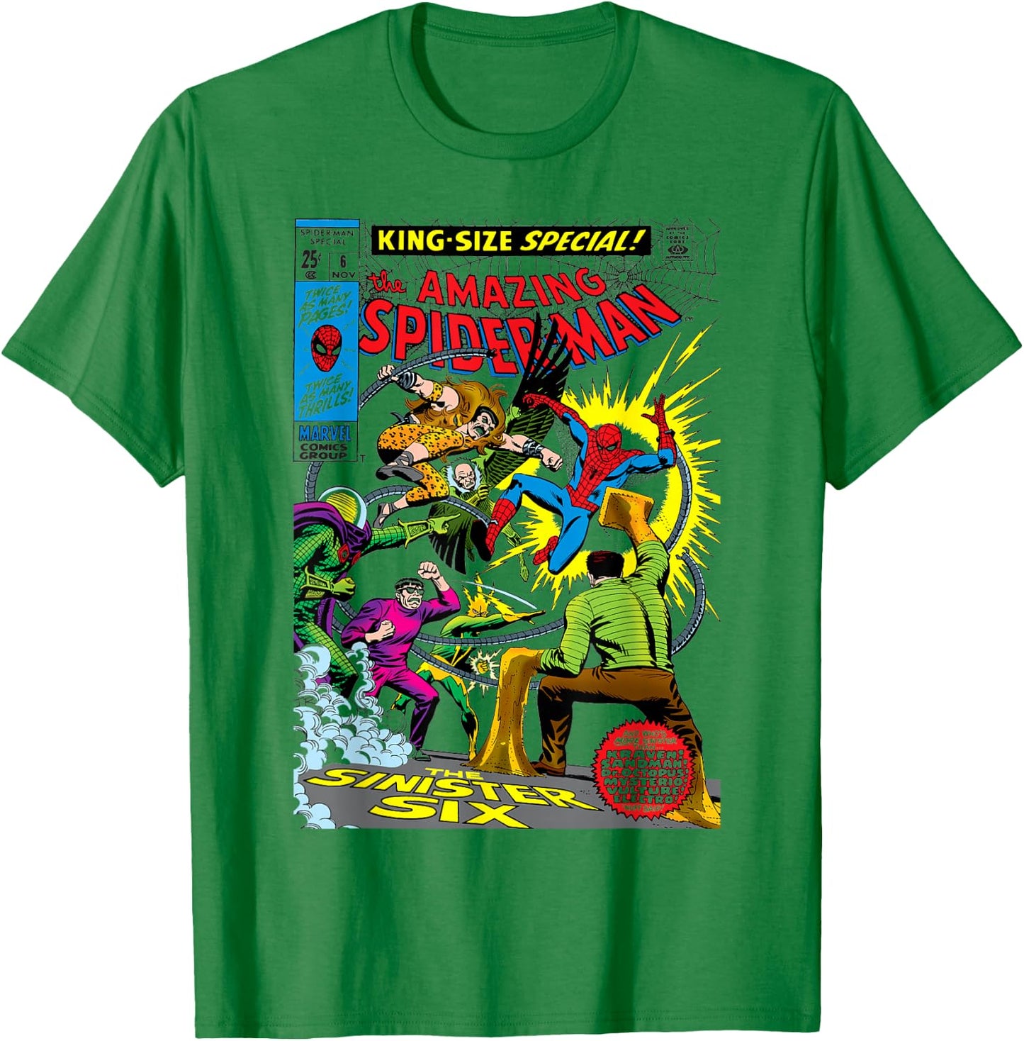 Marvel The Amazing Spider-Man Retro Comic Cover White T-Shirt - T-Shirt | Irish Green