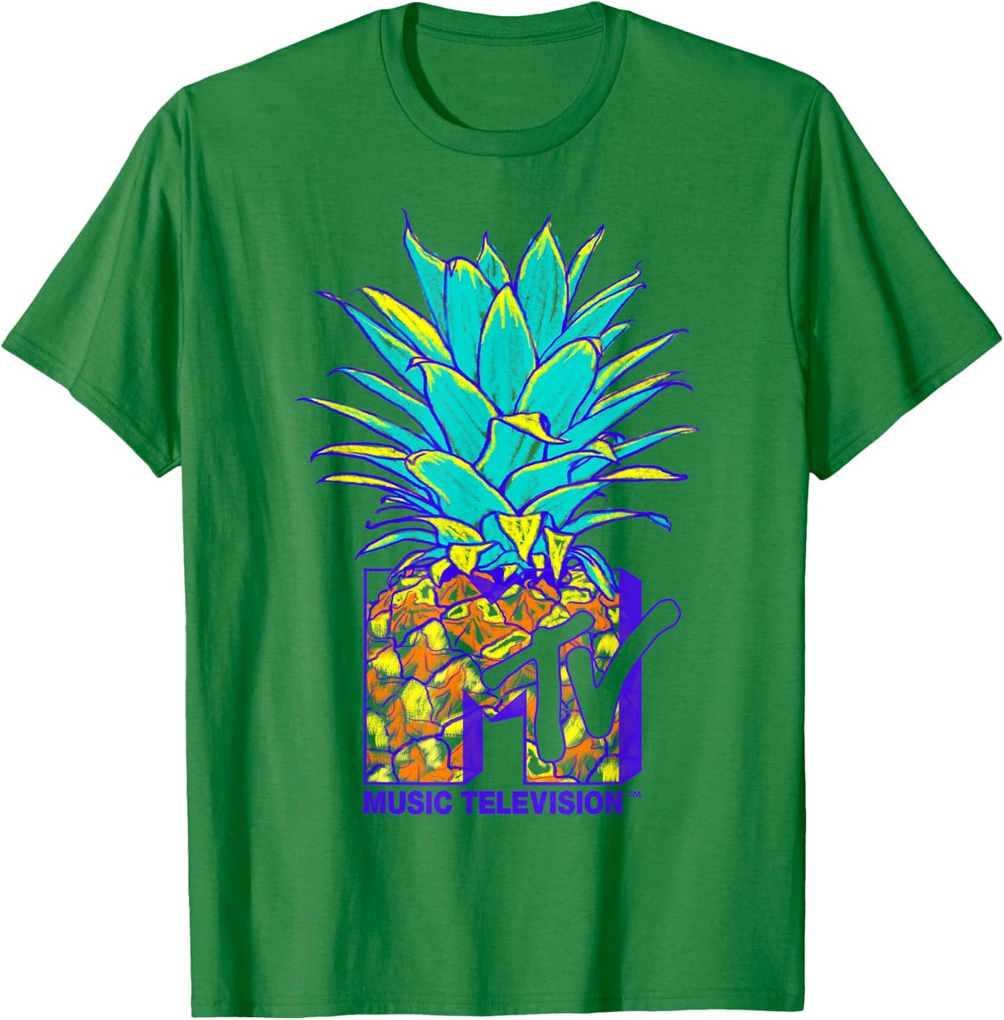 MTV Pineapple Colorful Logo Music Television Graphic T-Shirt - T-Shirt | Irish Green