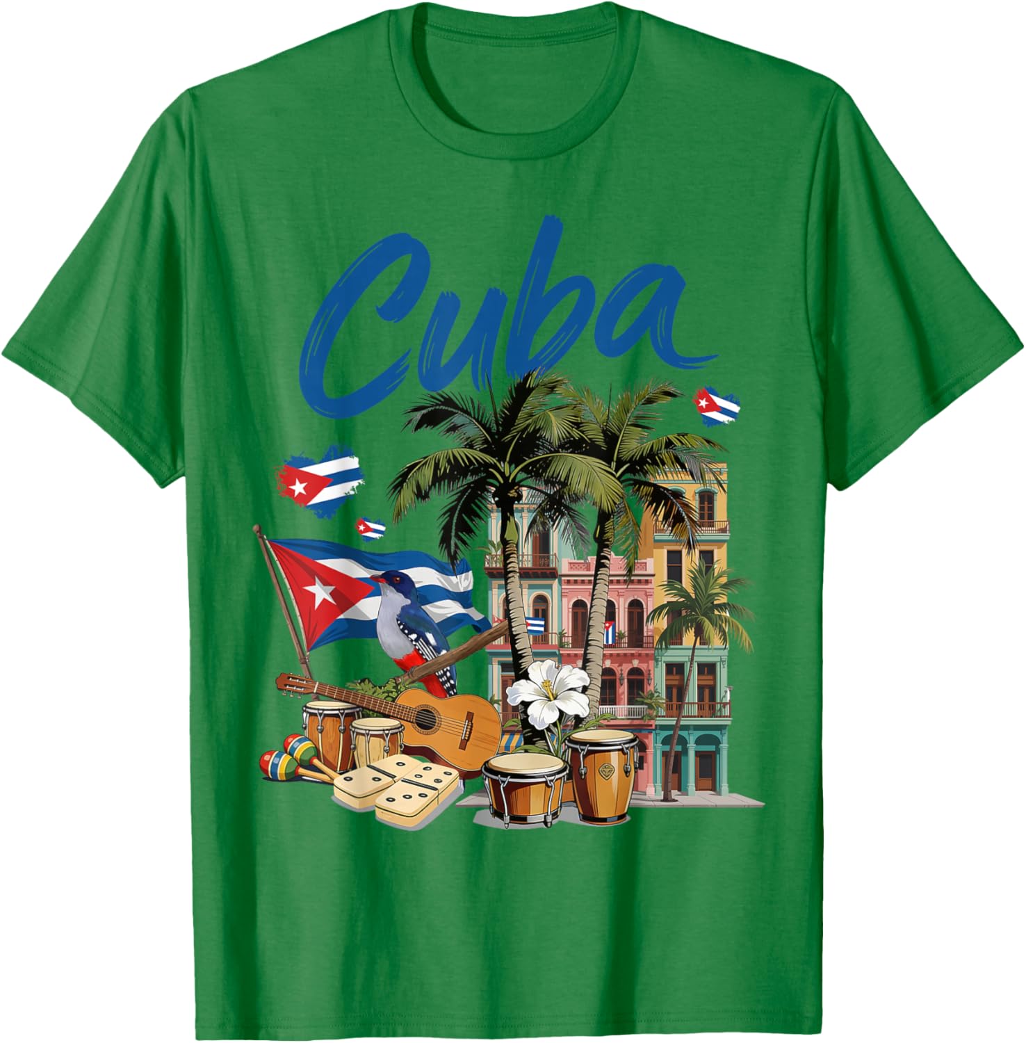 Latin Heritage Cuban Flag Outfit Idea Cuba Themed T-Shirt - T-Shirt | Irish Green