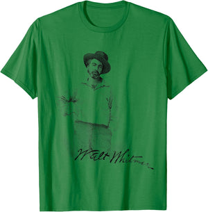 Walt Whitman Portrait with Signature Graphic T-Shirt - T-Shirt | Irish Green