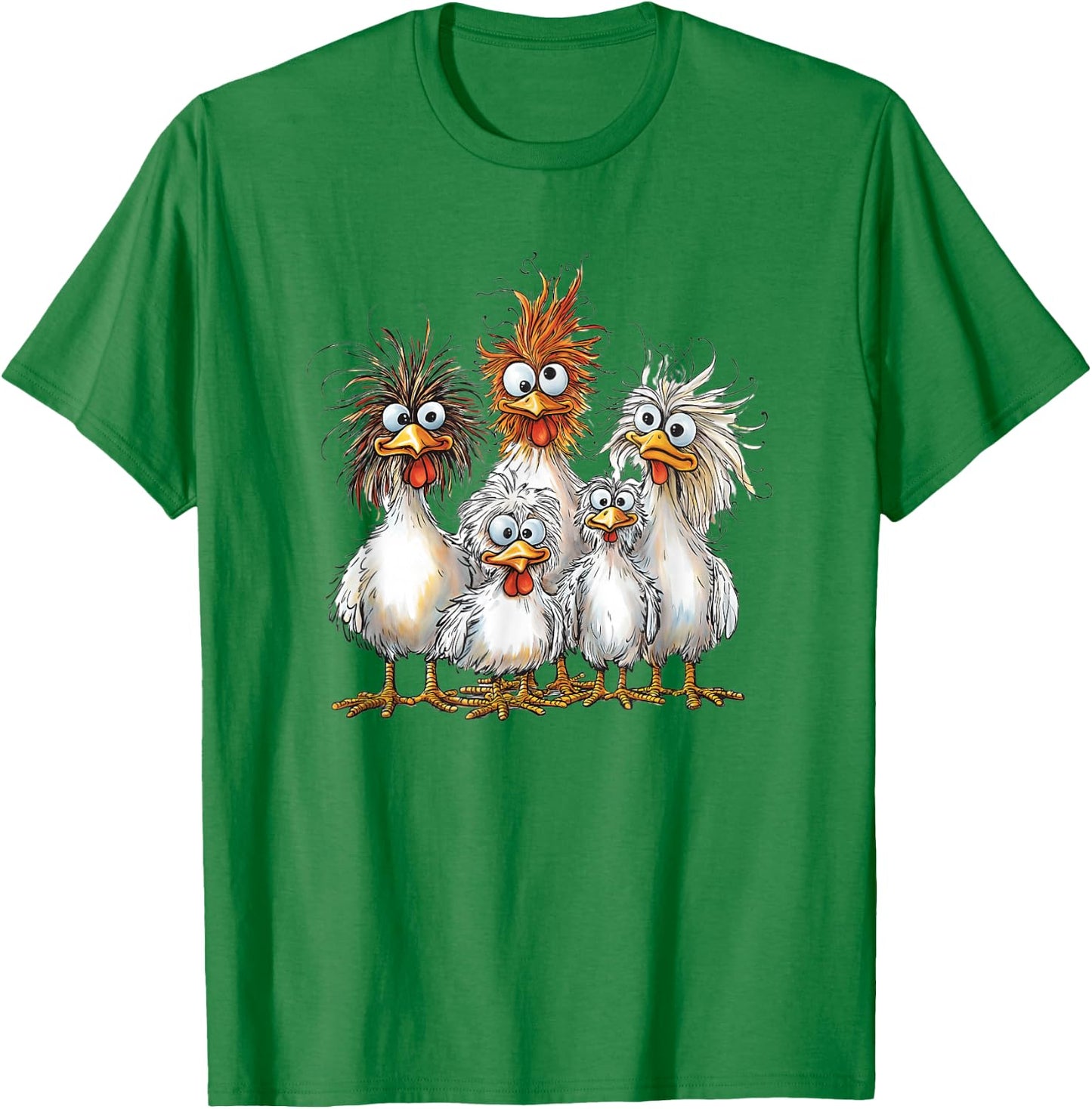 Eagerlys Colorful Funny Chicken Art Crazy Chicken Family T-Shirt - T-Shirt | Irish Green