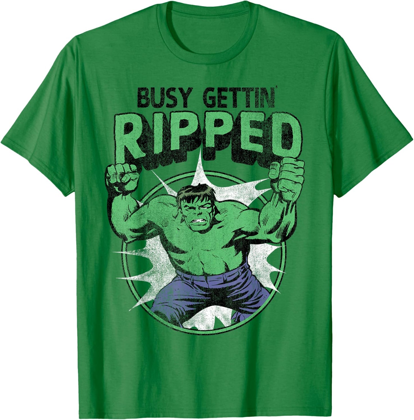 Marvel Hulk Busy Gettin Ripped Workout T-Shirt - T-Shirt | Irish Green