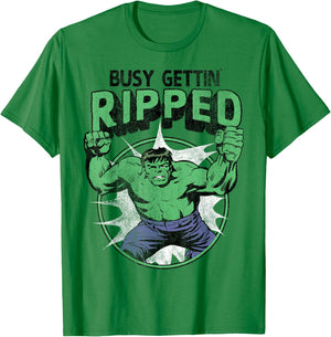 Marvel Hulk Busy Gettin Ripped Workout T-Shirt - T-Shirt | Irish Green