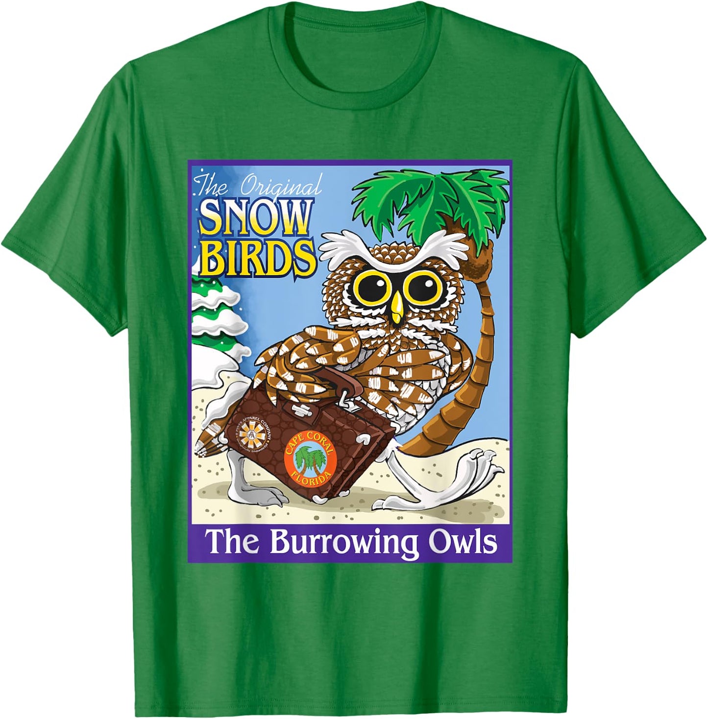 Cape Coral Florida Burrowing Owl Snow Bird T-Shirt - T-Shirt | Irish Green