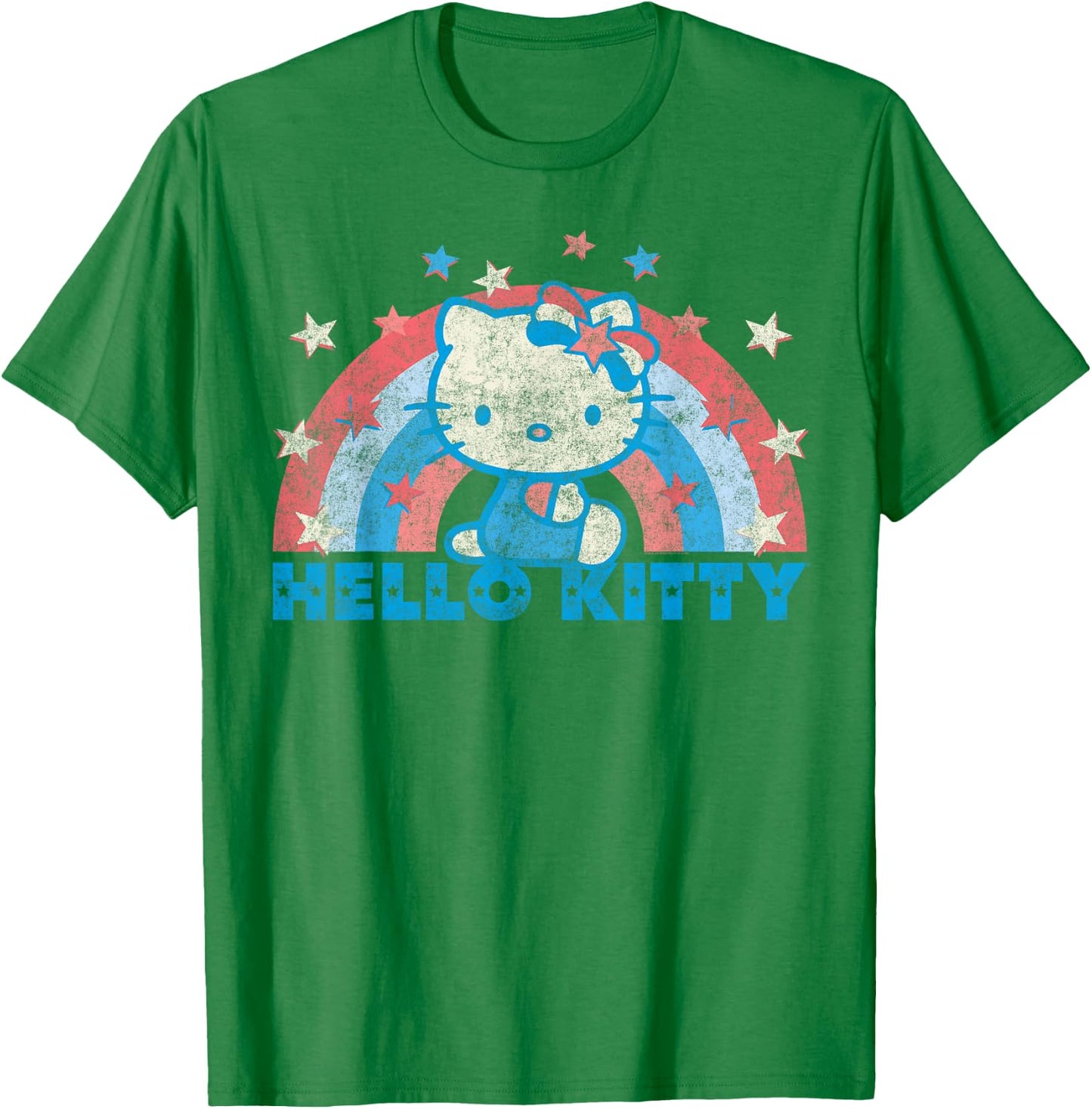 Hello Kitty America USA Rainbow T-Shirt - T-Shirt | Irish Green