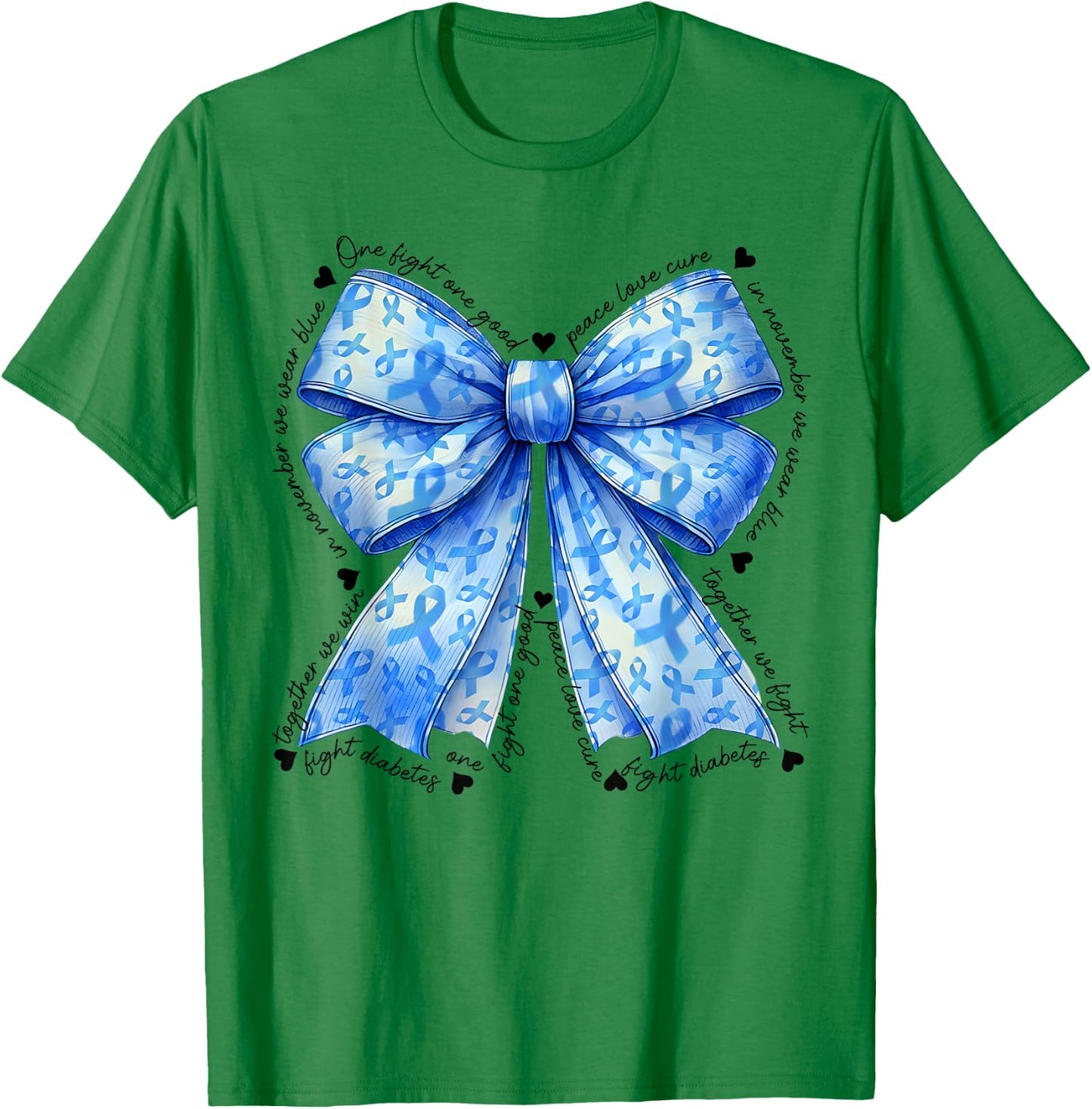 Coquette Bow In November We Wear Blue For Diabetes Awareness T-Shirt - T-Shirt | Irish Green