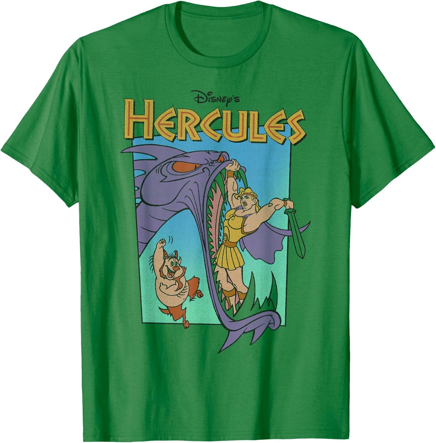 Disney Hercules Hydra Battle Retro Classic Movie Poster T-Shirt - T-Shirt | Irish Green