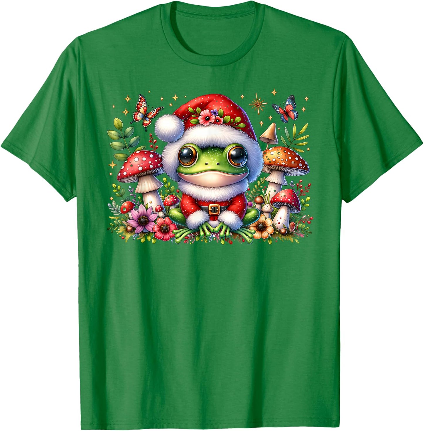 Cottagecore Frog Christmas Mushroom butterfly Men Women Kids T-Shirt - T-Shirt | Irish Green