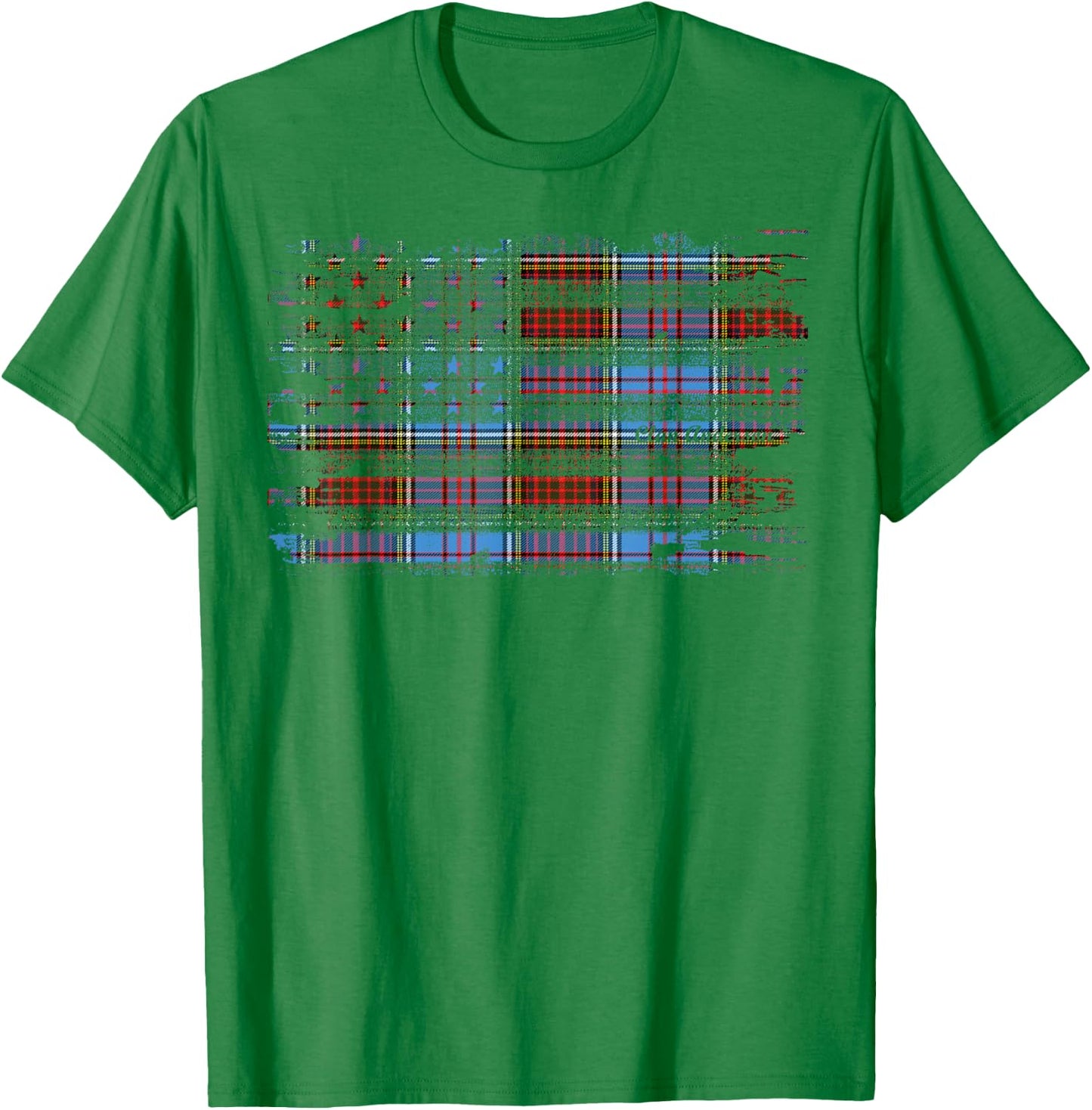 Clan Anderson American Flag Scottish Tartan T-Shirt - T-Shirt | Irish Green