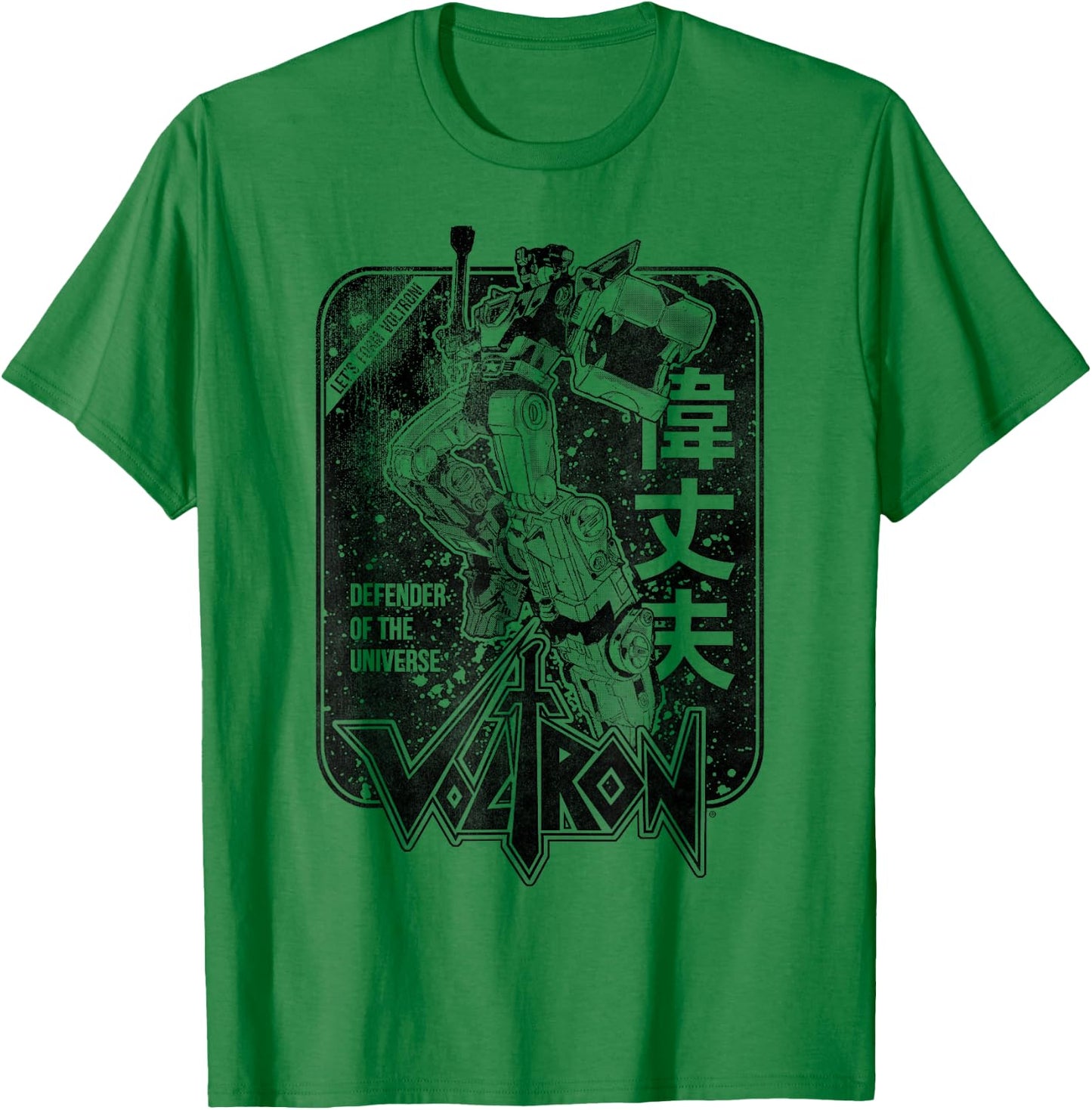 Voltron Retro Defender Black and White Fight Sword T-Shirt - T-Shirt | Irish Green