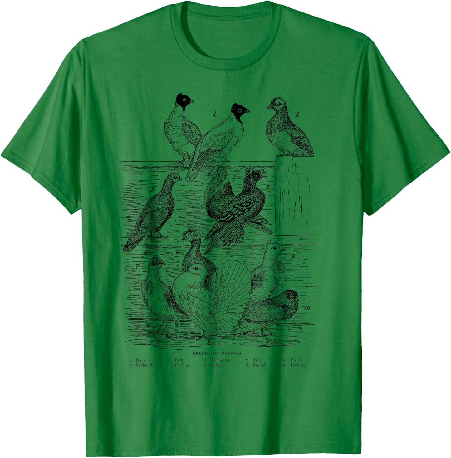 Vintage Breeds of Pigeons Gift Pigeon Lovers T-Shirt - T-Shirt | Irish Green