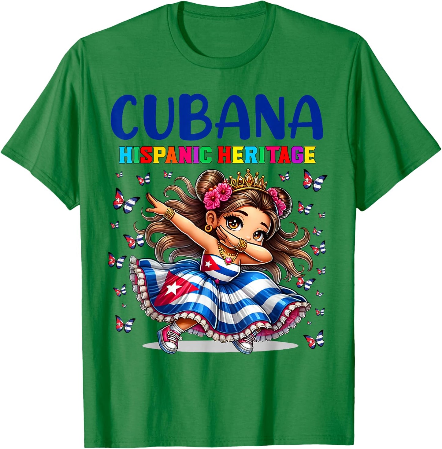 Cuba Hispanic Heritage Month Celebration girls kids T-Shirt - T-Shirt | Irish Green