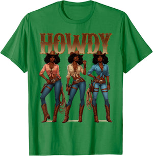 Juneteenth Cowgirl Western Rodeo Melanin History Texas Howdy T-Shirt - T-Shirt | Irish Green