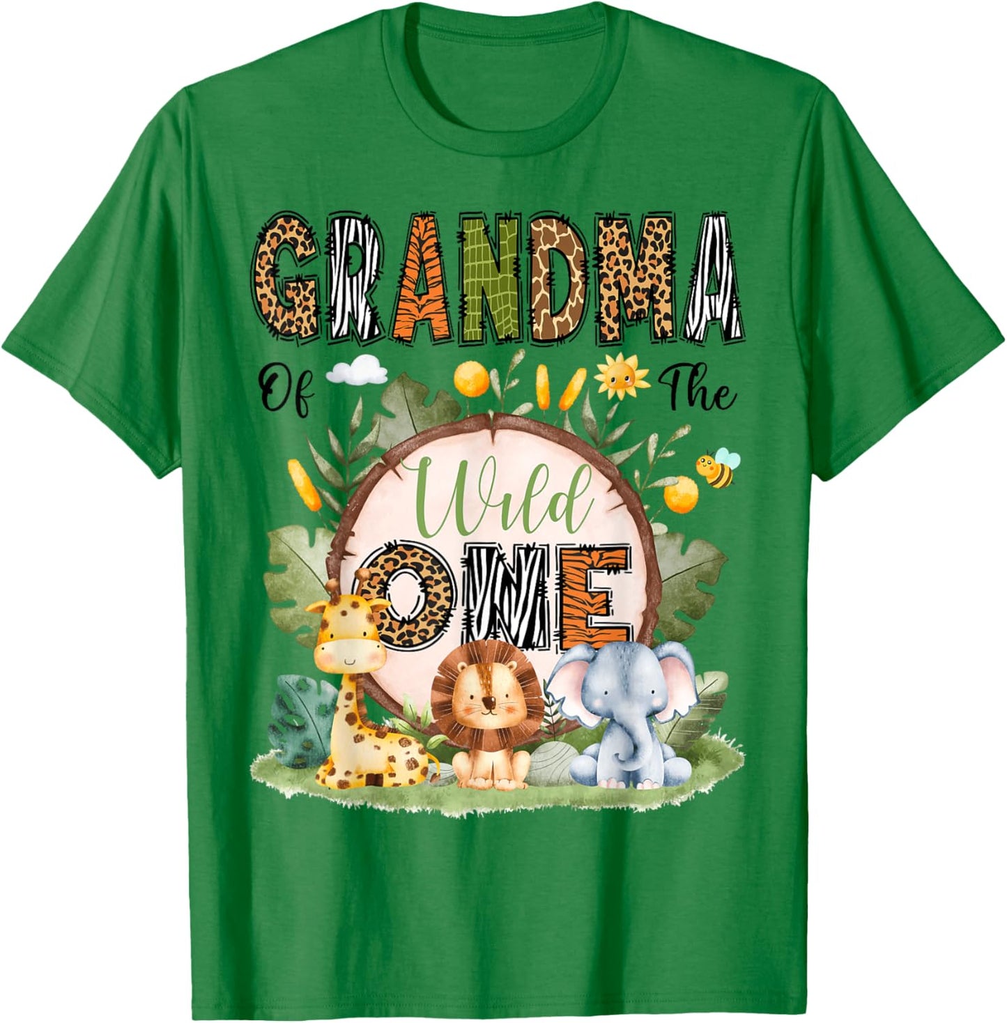 Grandma Of The Wild One 1St Birthday Boy Safari Jungle T-Shirt - T-Shirt | Irish Green