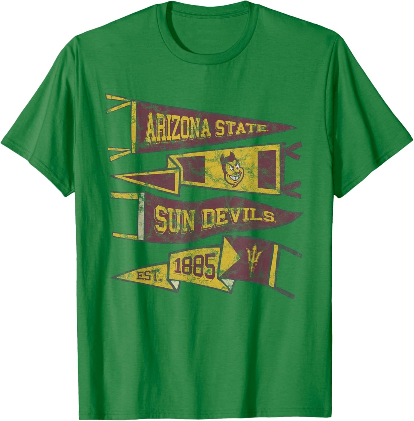 Arizona State University Sun Devils Distressed Pennants T-Shirt - T-Shirt | Irish Green