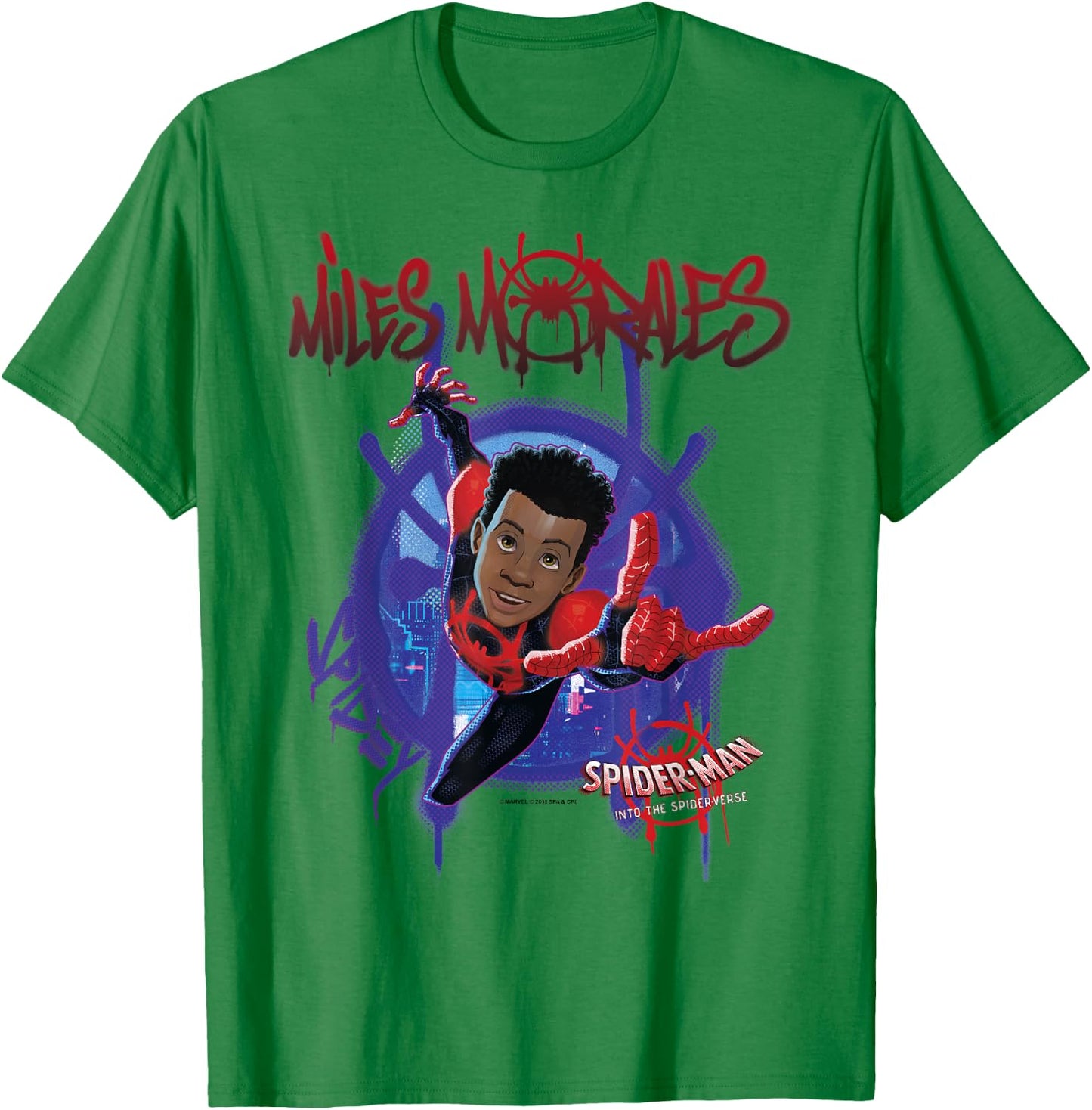 Marvel Spider-Man Spiderverse Miles Morales Splat T-Shirt - T-Shirt | Irish Green