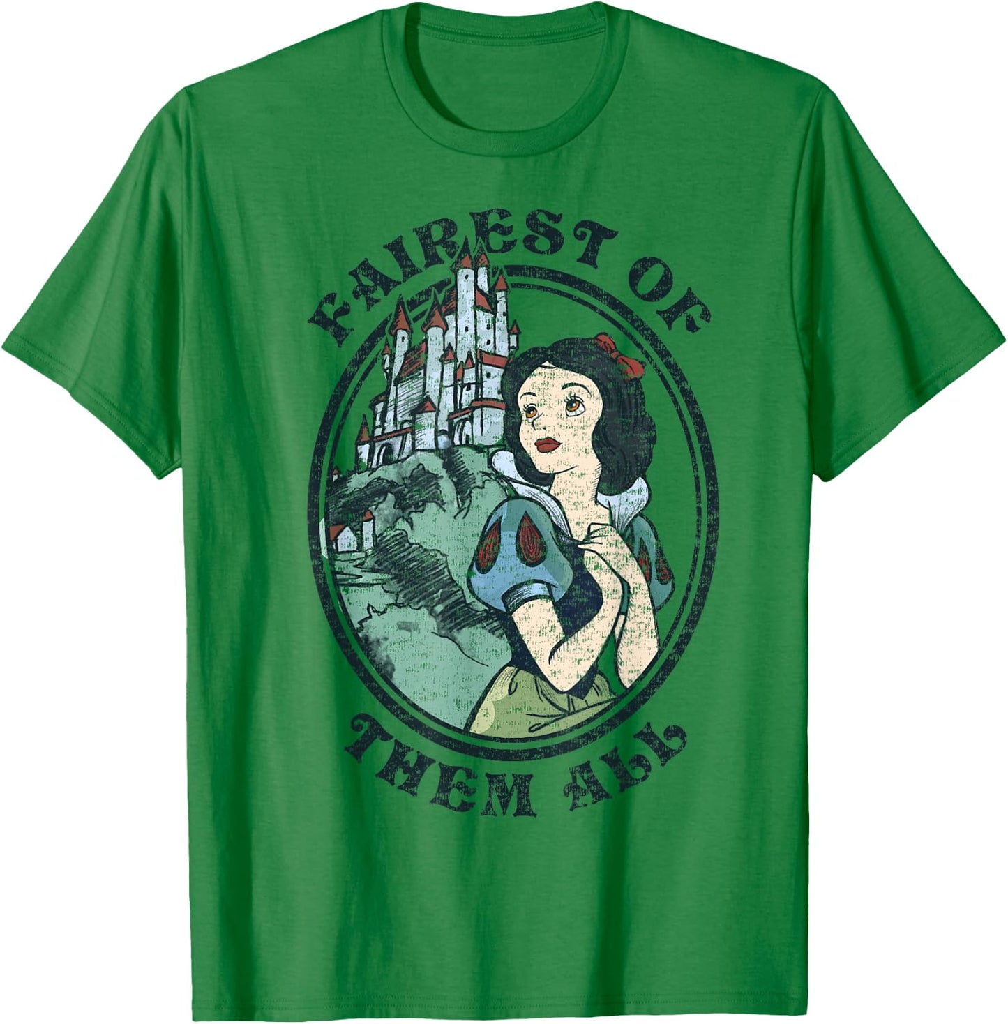 Disney Snow White Fairest of Them All Vintage Portrait T-Shirt - T-Shirt | Irish Green