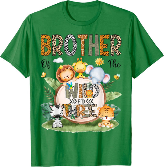 Brother of The Wild & Three Jungle Safari 3rd Birthday Boy T-Shirt - T-Shirt | Irish Green
