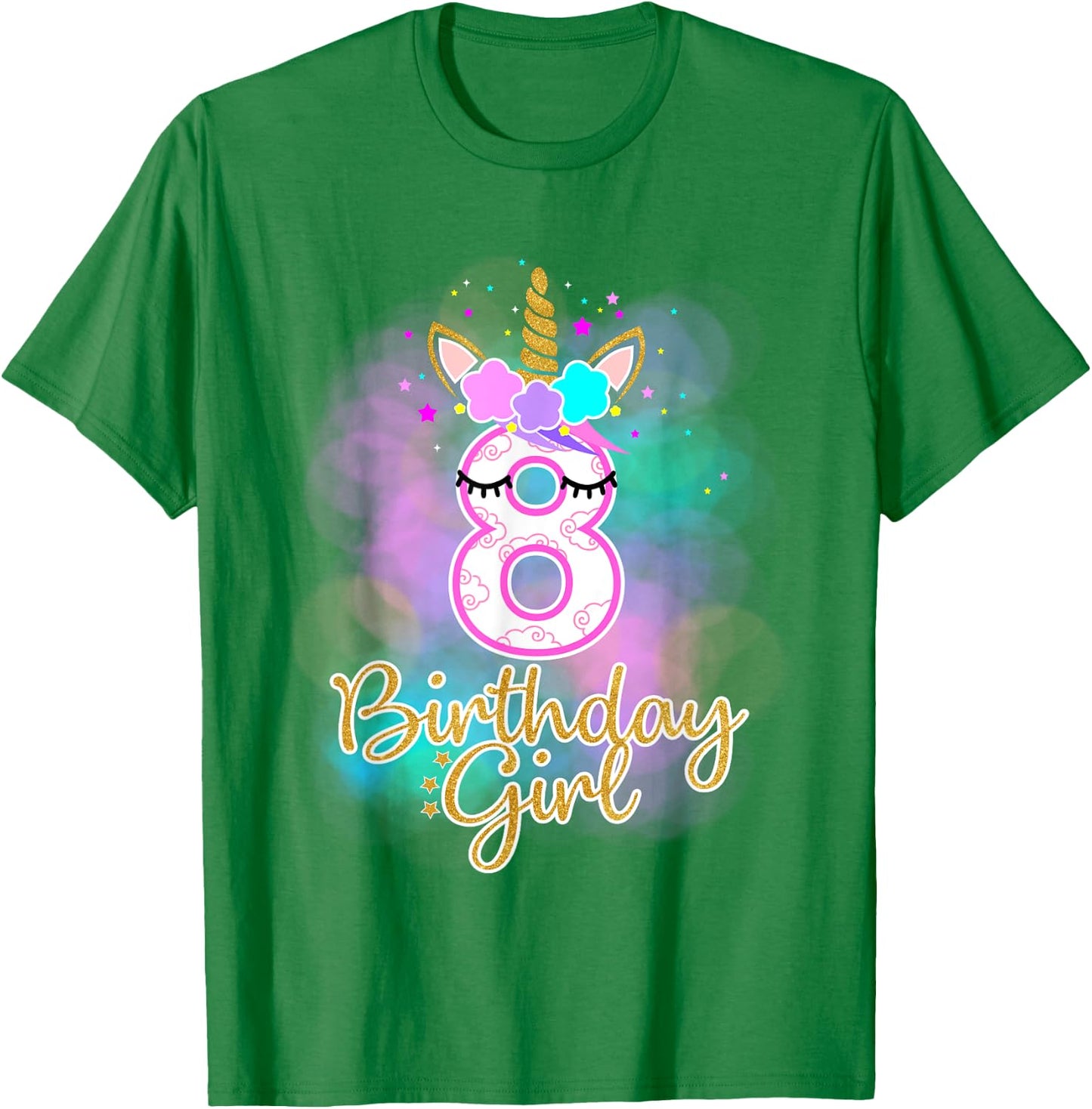 8th Unicorn Birthday Girl eight years old party gift T-Shirt - T-Shirt | Irish Green