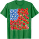 Patriotic Poppies & Hydrangeas Flowers in Floral US Flag T-Shirt - T-Shirt | Irish Green