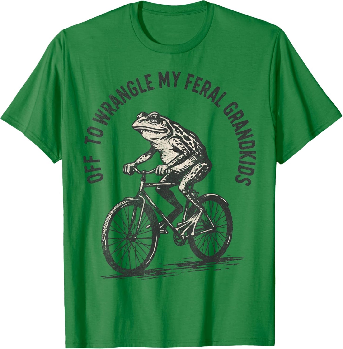 Off to Wrangle My Feral Grandkids Frog Retro Vintage Funny T-Shirt - T-Shirt | Irish Green