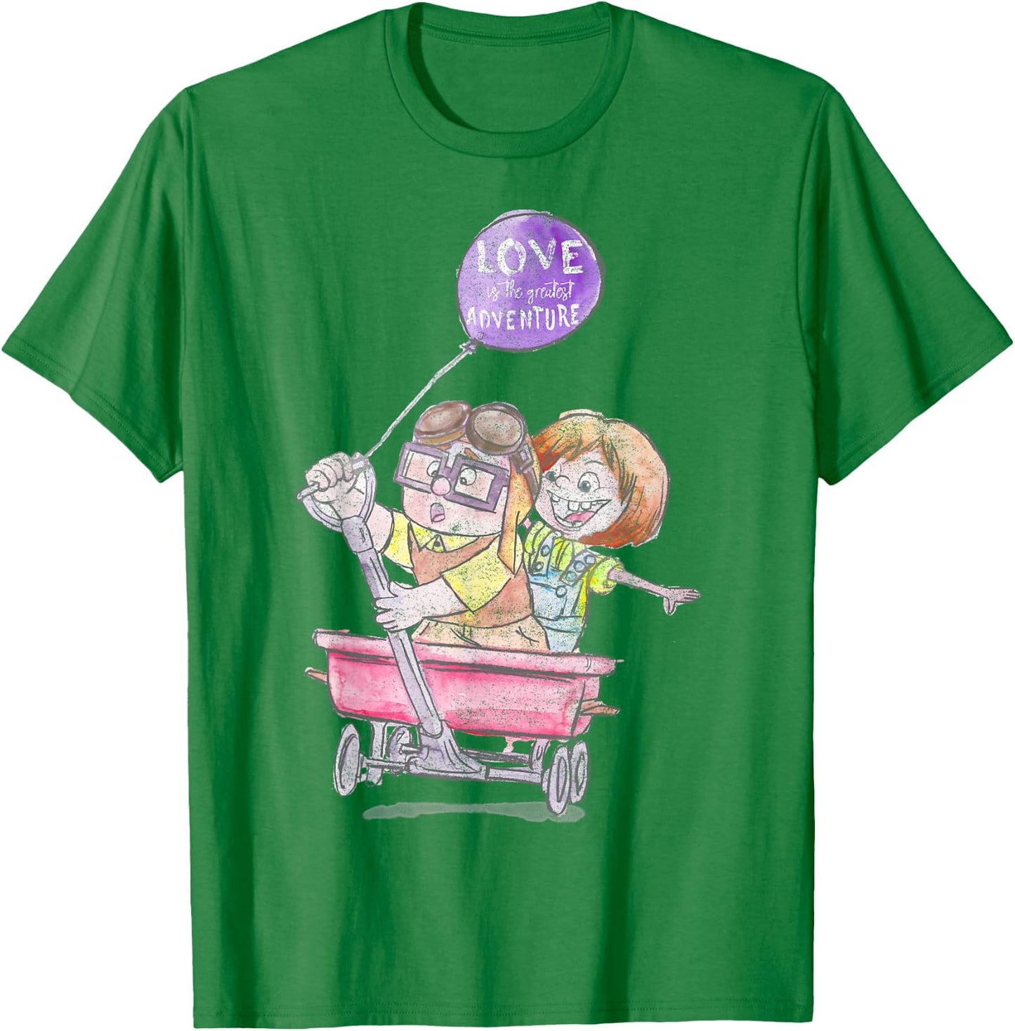 Disney Pixar Up Ellie & Carl Wagon Drawing T-Shirt - T-Shirt | Irish Green