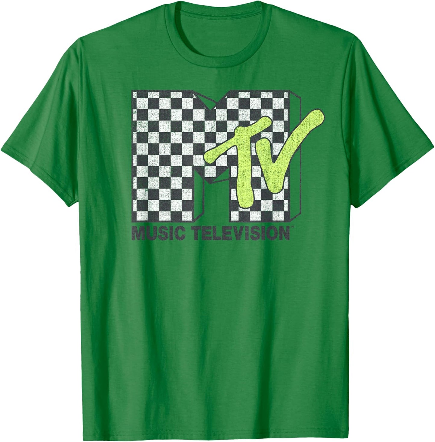 MTV Music Television Checkerboard Logo Fill Small T-Shirt - T-Shirt | Irish Green
