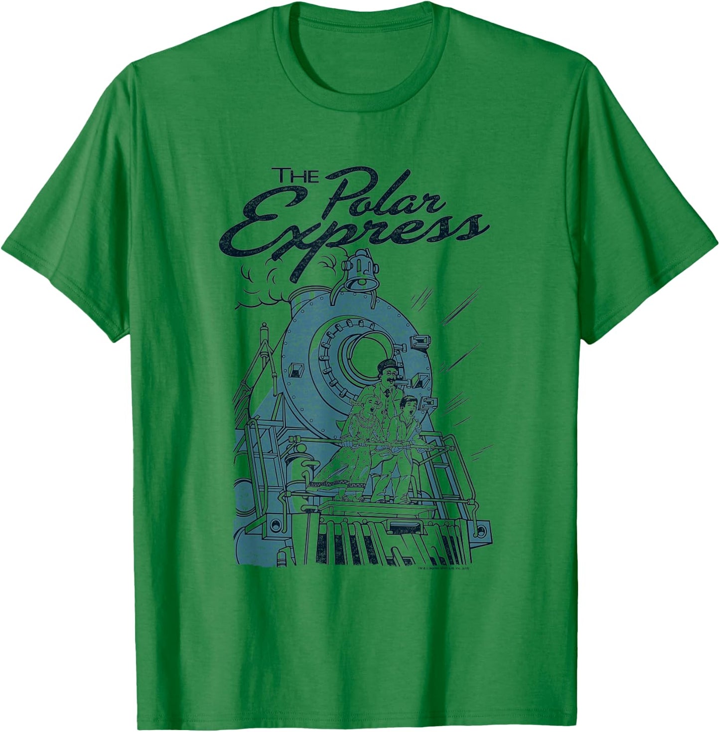Warner Bros. Polar Express Rail Riders -Adults, Kids Silver Cartoon , Small, , Short Sleeve T-Shirt - T-Shirt | Irish Green