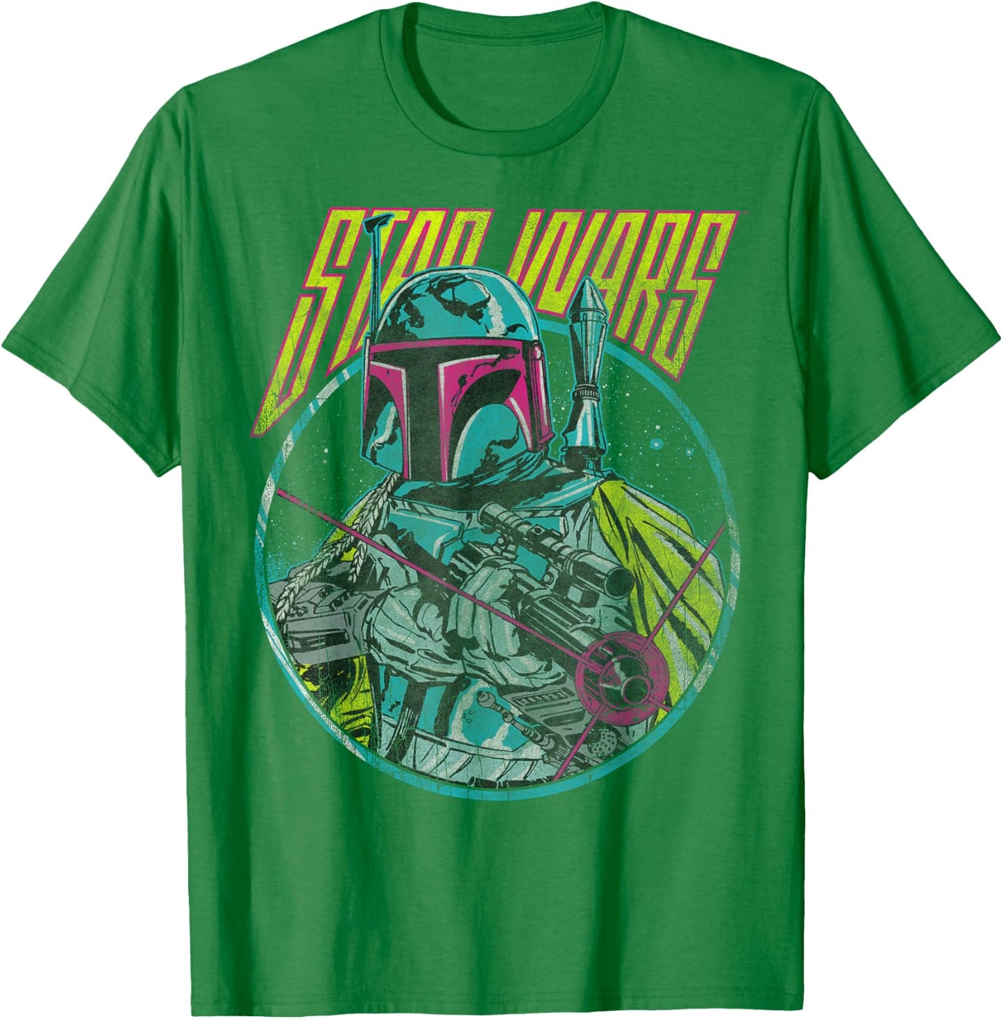Star Wars Boba Fett Neon Blaster Vintage Graphic C2 T-Shirt - T-Shirt | Irish Green