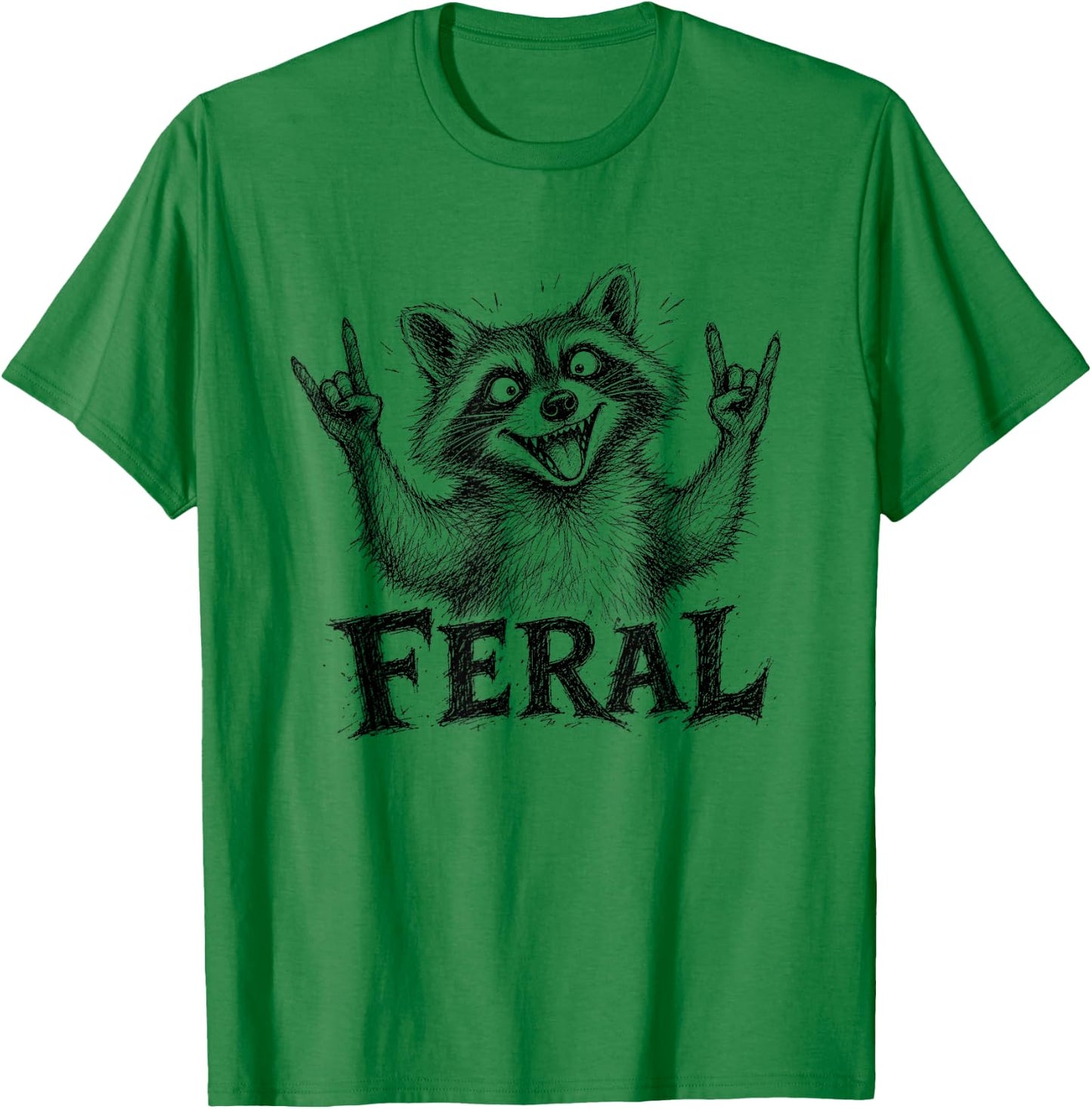 Funny Feral Raccoon Meme Trash Panda Men Women Toddlers Kids T-Shirt - T-Shirt | Irish Green