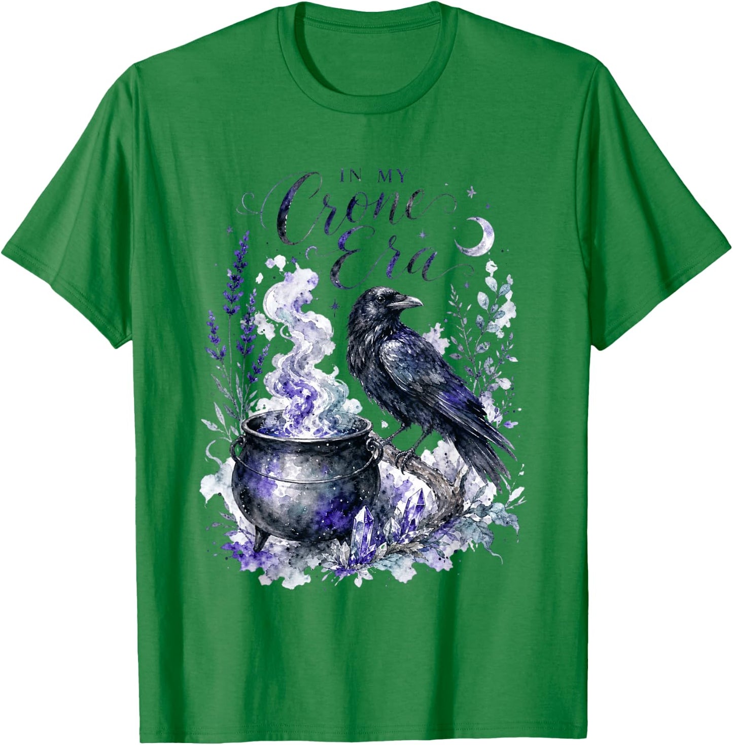 Witchy Raven Cauldron Goth Witch T-Shirt - T-Shirt | Irish Green