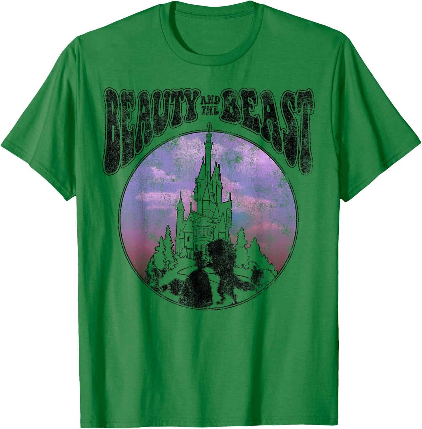 Disney Beauty and the Beast Watercolor Palace Silhouettes T-Shirt - T-Shirt | Irish Green