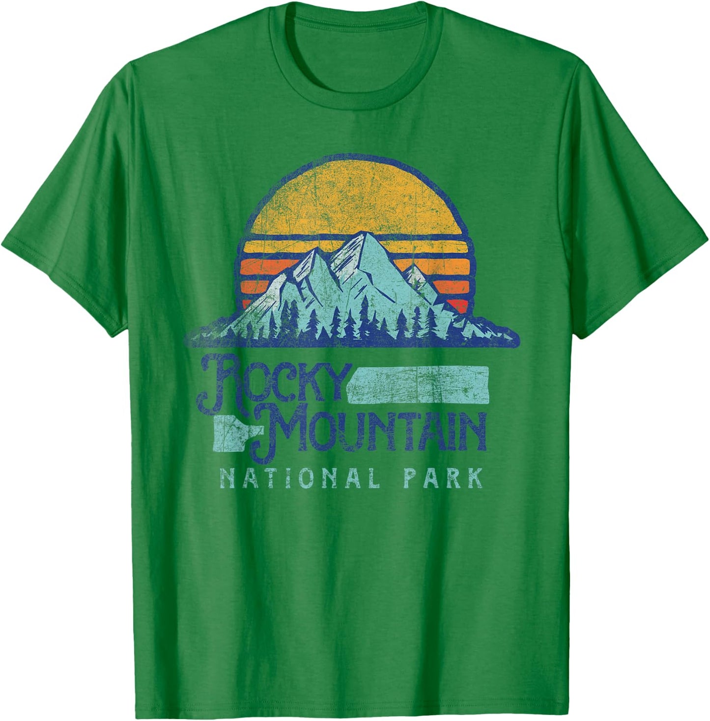 Vintage Rocky Mountain National Park Retro T-Shirt - T-Shirt | Irish Green