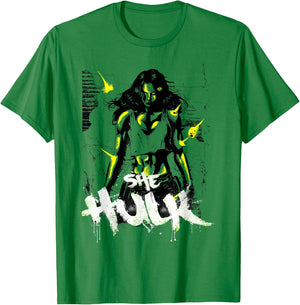 Marvel She-Hulk The Savage Green Neon Brick Splat T-Shirt - T-Shirt | Irish Green