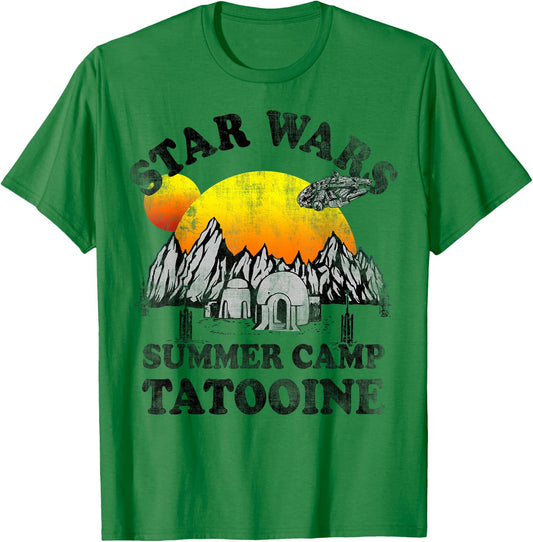 Star Wars Tatooine Summer Camp Igloo Sunrise Retro T-Shirt - T-Shirt | Irish Green