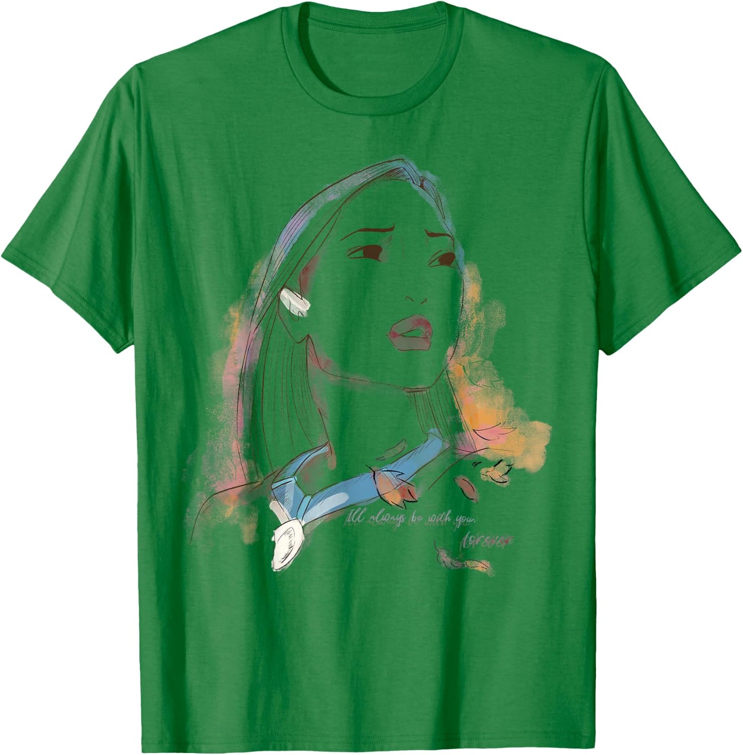 Disney Pocahontas Watercolor Portrait Quote Graphic T-Shirt - T-Shirt | Irish Green