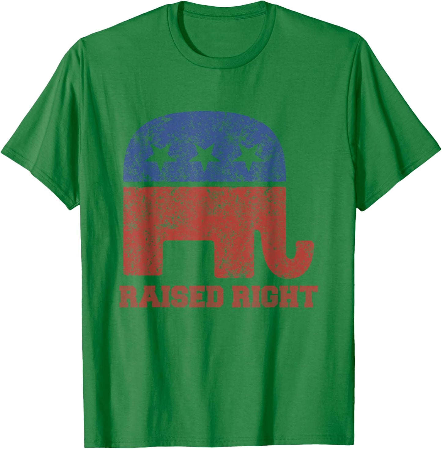 Raised Right! Republican Elephant Vintage Logo T-Shirt - T-Shirt | Irish Green