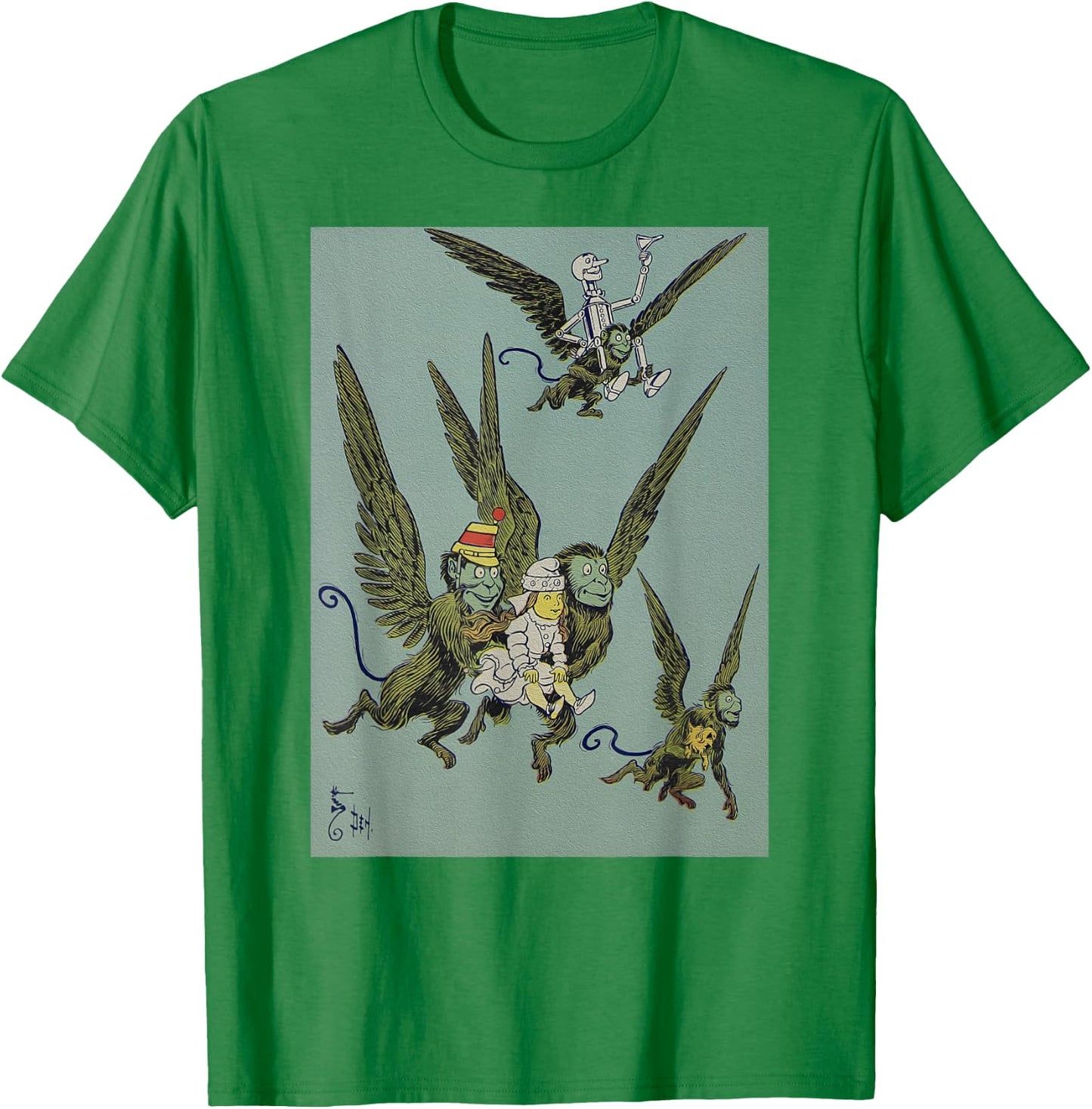 Retro OZ Winged Flying Monkey -Dorothy Toto Tin Man T-Shirt - T-Shirt | Irish Green