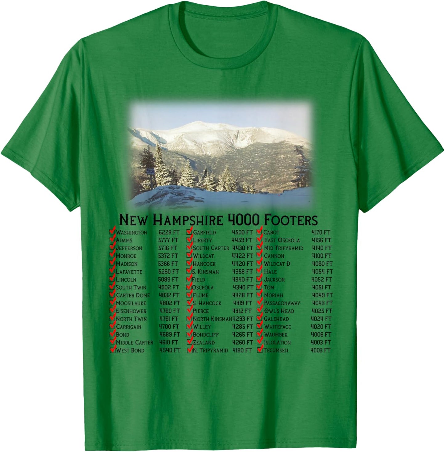 New Hampshire 4000 Footers T-Shirt - T-Shirt | Irish Green