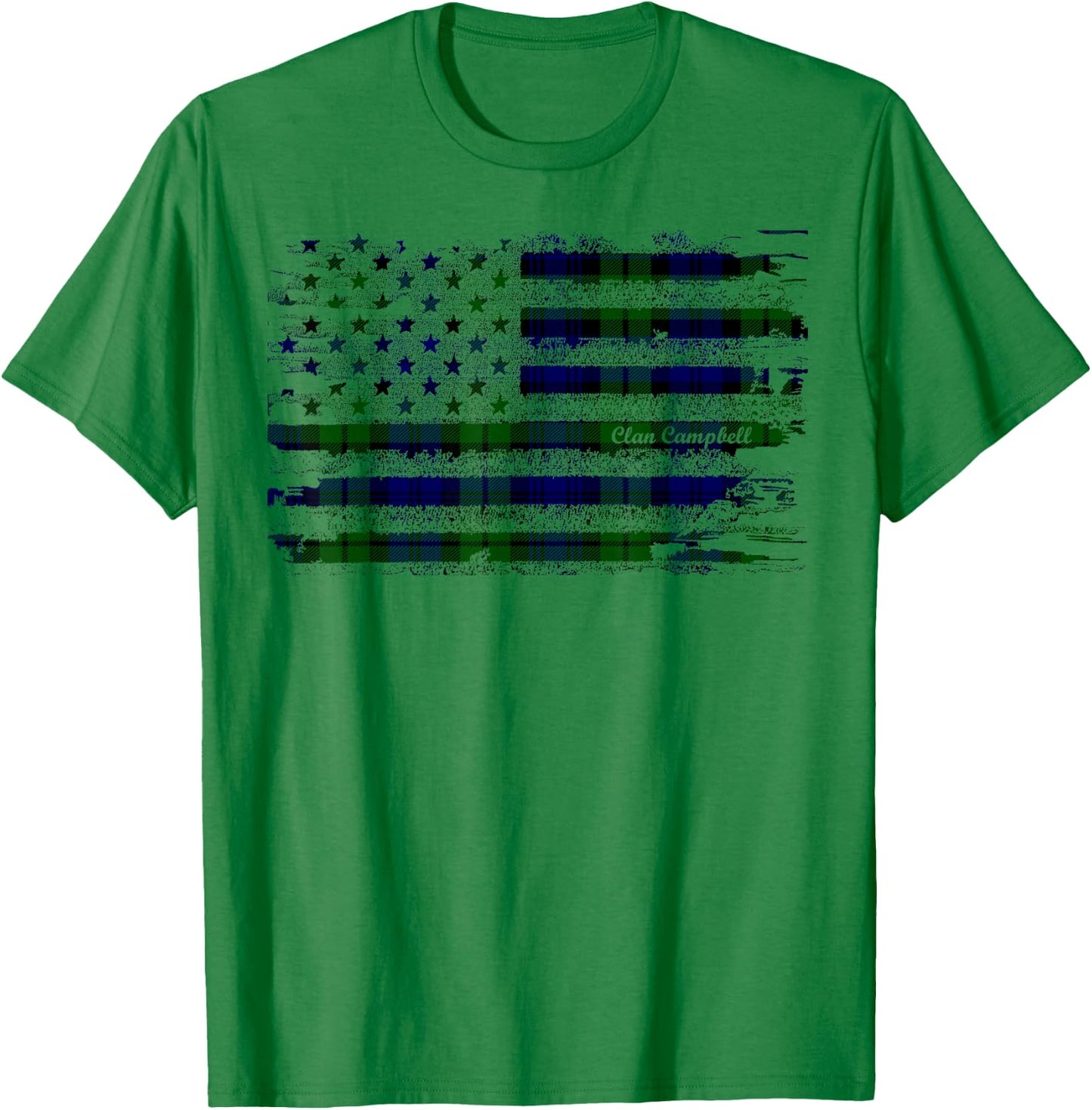 Campbell American Flag Scottish Clan T-Shirt - T-Shirt | Irish Green