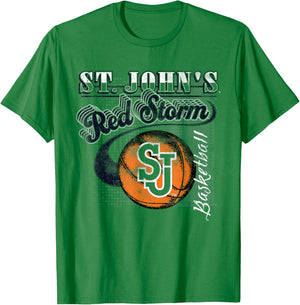 St. John's Red Storm Basketball Retro Red T-Shirt - T-Shirt | Irish Green