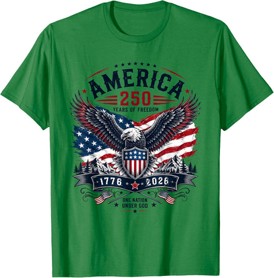 One Nation Under God 250 Years 250th Anniversary USA Men T-Shirt - T-Shirt | Irish Green