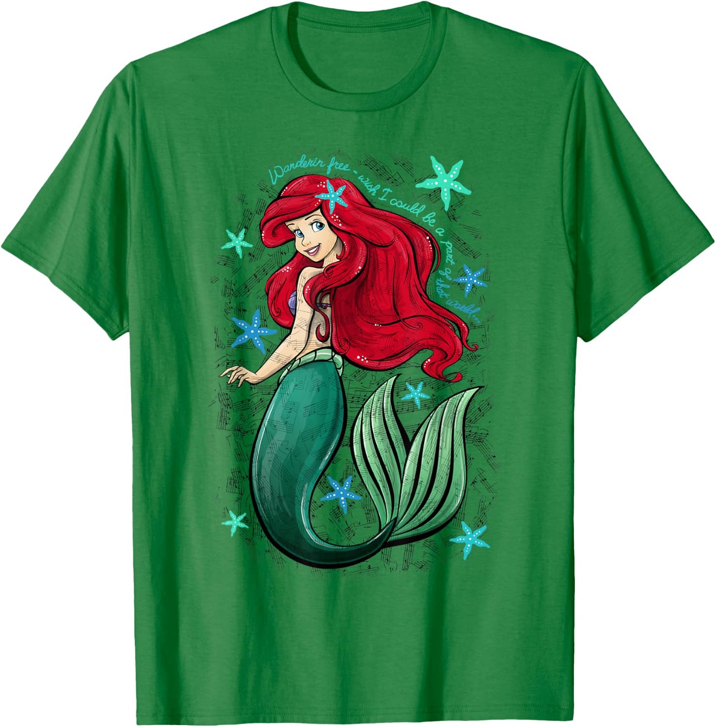 Disney The Little Mermaid Ariel's Song Music Notes Small T-Shirt - T-Shirt | Irish Green