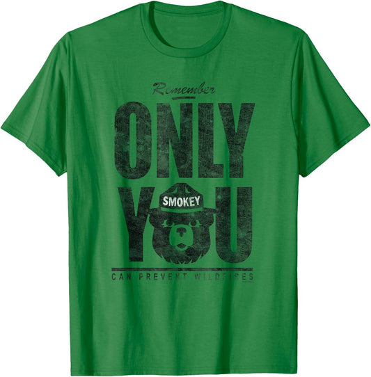Smokey Bear Distressed Oversized Only You T-Shirt - T-Shirt | Irish Green