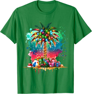 Christmas in July Palm Tree Summer Xmas Men Women Kid T-Shirt - T-Shirt | Irish Green