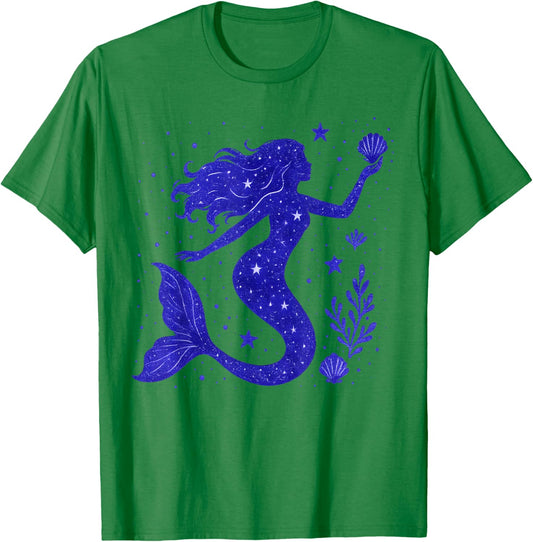 Mermaid Sea Life Colorful Art Graphic Girls Teens T-Shirt - T-Shirt | Irish Green