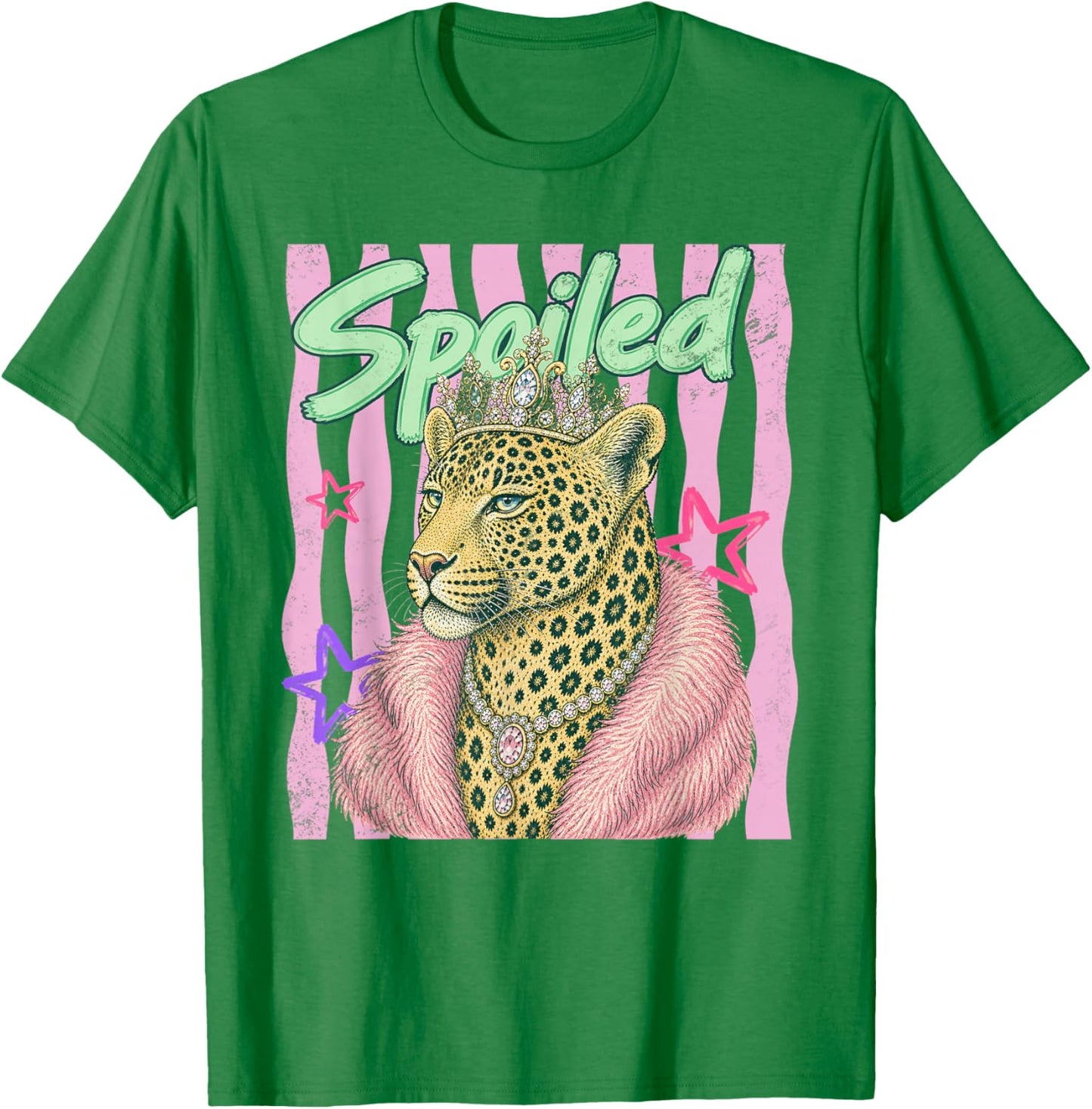 Spoiled Leopard Queen Crown Feline Design T-Shirt - T-Shirt | Irish Green